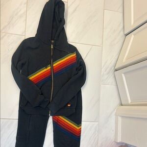 Aviator Nation 7 Rainbow Stripe Hoodie and Pants Set